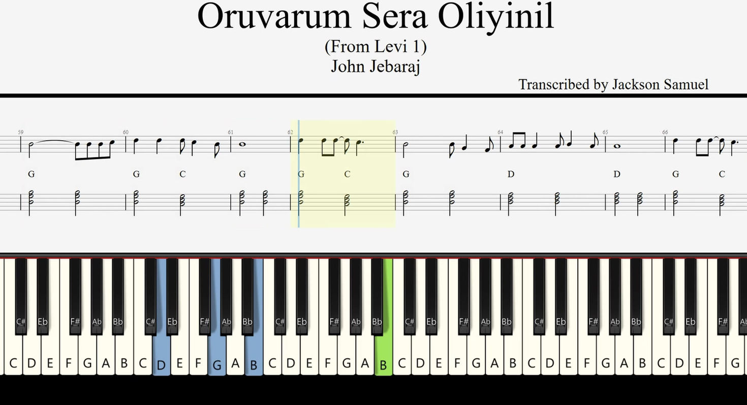 Oruvarum Sera Oliyinil - Piano Keyboard Interactive Tutorial Video